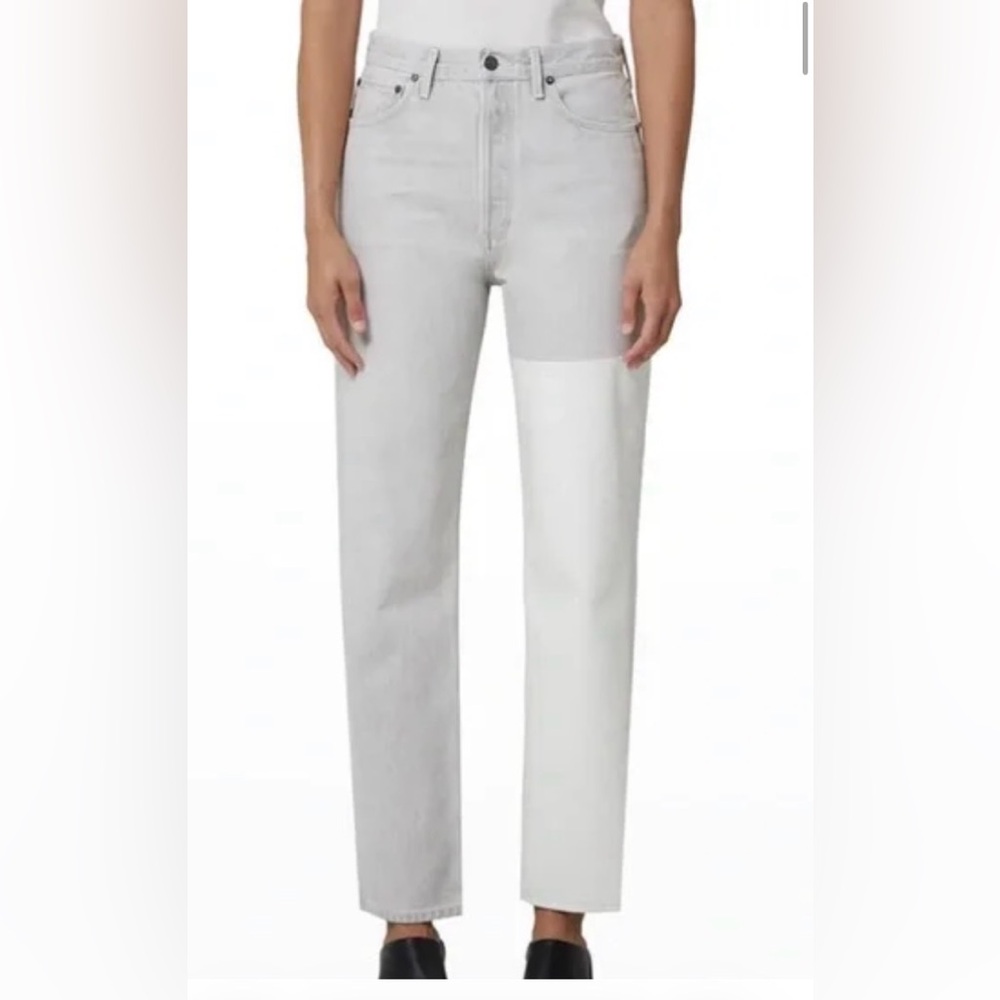 AGOLDE Grey Contrast Panel Straight Leg Jeans – Size 24